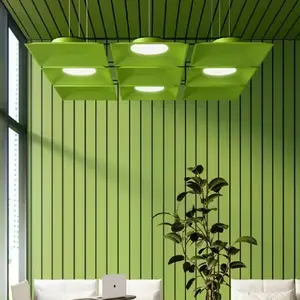 Ecojas - Anel acústico de auréola com luz pendente, luz linear LED circular conectável para iluminação de escritório, novo