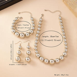 Tendance rétro luxe mode tempérament collier bracelet boucles d'oreilles dames ensemble - Product Image 5
