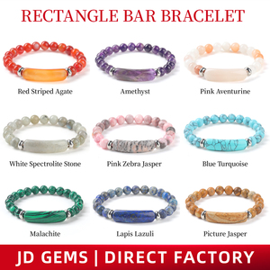 Bracciale Elastico JD GEMS con Perle a Ponte in Pietra Naturale, Cristallo Curativo, Perle Rotonde da 8mm, Bracciale a Forma di Arco con Gemme per Donna e Uomo - Product Image 2