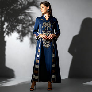 Abaya élégante en polyester patchwork de luxe sur mesure pour femmes musulmanes, fournisseur en gros - Product Image 2