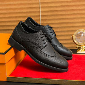 Chaussures de bureau et de conduite confortables et respirantes à bout carré en cuir souple à lacets, polyvalentes et tendance, avec semelle en caoutchouc - Product Image 2