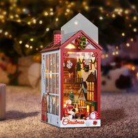 Kit de recoin de livre de bricolage miniature 3D Puzzle en bois maison de poupée assemblage modèle de construction serre-livres avec meubles lumière LED cadeaux de noël