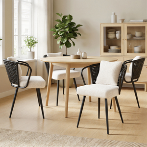 Chaise de salle à manger moderne avec revêtement en tissu Teddy et coussin en polaire, fauteuil ergonomique pour la maison, le bureau et l'hôtel - Product Image 2