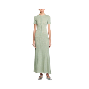 <span class=keywords><strong>Abito</strong></span> lungo Casual da donna estivo da donna con scollo a manica corta monopetto forato <span class=keywords><strong>in</strong></span> <span class=keywords><strong>maglia</strong></span> tinta unita Maxi bottone naturale - Product Image 4
