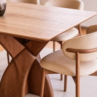 Ensemble de table et de chaises de salle à manger rectangulaires en bois massif de style nordique moderne avec pieds stables pour 6 personnes