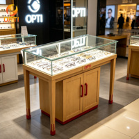 Mostrador Modular de Madera para Óptica, Ecológico, con Iluminación LED, Exhibidor de Gafas de Sol con Cajón de Almacenamiento