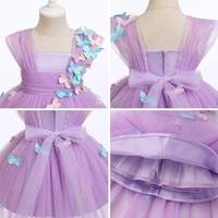 Robes sans manches papillon pour filles personnalisées par OEM robes d'été tutu en maille respirante avec fleurs pour filles