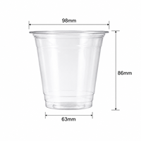98 Caliber 12OZ 16OZ Transparante Wegwerp PET Plastic Bekers Met Platte Deksel, Koepelvormig Deksel of Zonder Deksel voor Koude Fruitthee