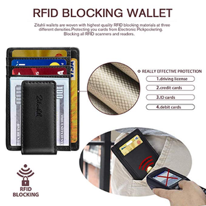 Cartera con Clip para Dinero Leo Torresi, Elegante, de Cuero Genuino Napa, con Protección RFID, para Hombre, Color Bronceado - Product Image 3