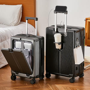 Valise à roulettes Yongsheng 20 pouces à ouverture frontale avec serrure, roues pivotantes à 360 degrés, couleur unie, bagage de voyage unisexe - Product Image 1