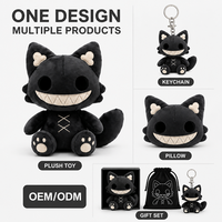 Peluche chat souriant foncé personnalisée, directement de l'usine, en coton PP, tissu super doux, pour anniversaire et anti-stress - OEM/ODM, marque privée, vente en gros