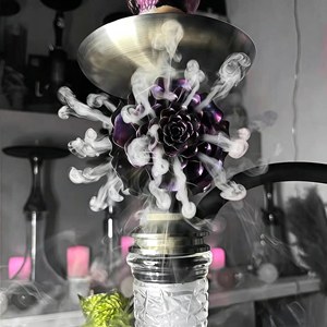 Chicha Premium V2A en acier inoxydable Rose Purge avec base en verre de 55 cm, un seul tuyau, pour salon et bar, ensemble OEM en gros - Product Image 3