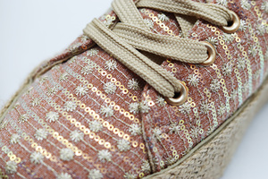 Espadrilles à plateforme brodées de paillettes avec semelle en jute tressée et fermeture à lacets, chaussures décontractées bohèmes d'été pour femmes - Product Image 5