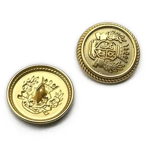 Düğme özel tasarım altın Logo kabartmalı kubbe Metal dikiş aksesuar konfeksiyon mil düğmeler