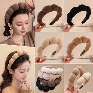 云海绵高顶发带女性新款面部清洁头带魔术胶带水疗面部头饰弹力毛巾化妆 - Product Image 4