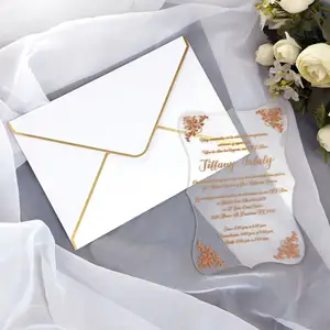 High-end transparent acrylic invitation card bronzingUVFree layout design of craft opposite acrylic