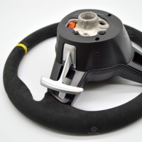 Volante Deportivo de Alcántara sin Botones Compatible con Modelos Porsche 911/718/Panamera/Cayenne/Macan/Taycan, Todas las Series, Actualización