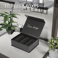 Cajas de Envío Negras Personalizadas con Logotipo Impreso, Ecológicas, Biodegradables, Reciclables y Reutilizables, con Forro de Esponja y Cierre Magnético