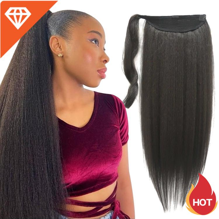 Novelties Wigs Hair Extensions Drawstring Pony Tail Synthetic Curly Hair Wrap Around Afro Puff Clip In Ponytails