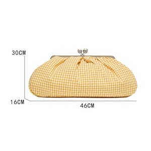 Bolso de Mano Tipo Clutch con Pliegues y Cierre de Broche, Diseño <span class=keywords><strong>Vichy</strong></span>, Gran Capacidad, para Llevar Bajo el Brazo o al Hombro, Correa Desmontable, OEM, ODM, Venta al Por Mayor - Product Image 6