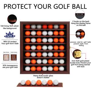 Vitrina de Exhibición de Pelotas de Golf de Madera de Caoba Ecológica Personalizada de 7 Niveles, con Cerradura, para Montar en la Pared, Moderna, con Fácil Montaje - Product Image 5