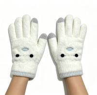 Gants en tricot jacquard pour enfants, doux, en polaire, chauds, gris, design minimaliste à pois, compatibles écran tactile, pour garçons et filles, sport