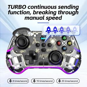 Controlador de juego inalámbrico Z01F RGB Light para PS4 Gamepad para Nintendo Switch/<span class=keywords><strong>Android</strong></span>/IOS/<span class=keywords><strong>PC</strong></span> con gatillo de joysticks de efecto Hall - Product Image 3