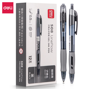 Deli S08 Gel <b>Pen</b> 0.5mm Bullet Tip Black Ink Office Stationery Push Button - Product Image 1