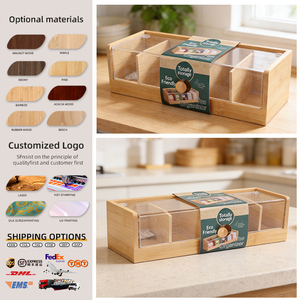 กล่องชาไม้ไผ่ 5 ช่อง ฝาอะคริลิคธรรม<span class=keywords><strong>ชา</strong></span>ติ กล่องจัดเก็บถุงชา กล่องเก็บของในครัว กล่องจัดเก็บกาแฟ - Product Image 1