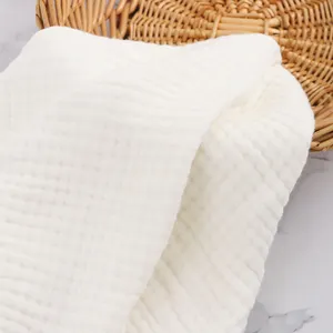 Tela de muselina de suministro de fábrica 100% tela crepé de algodón de gasa orgánica de seis capas para ropa de bebé