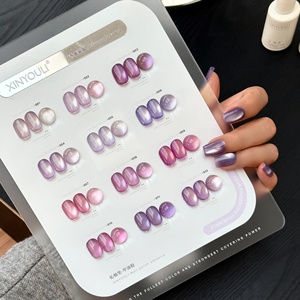 OEM/ODM XINYOULI – Kit de vernis à ongles <span class=keywords><strong>gel</strong></span> 12 couleurs, petit format, magnétique, DIY, effet œil de chat violet <span class=keywords><strong>lilas</strong></span>, non toxique, pour usage en salon de manucure - Product Image 5