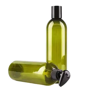 Professional custom cosmetic packaging bottle 250ml green round bottle for olive oil packaging