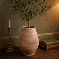 Grand vase en céramique pour plantes, style nordique Wabi Sabi, pot hydroponique à large ouverture, pot rustique vintage pour la décoration de la maison