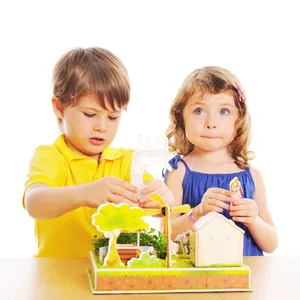 最高のギフトミニ3 Dペーパーパズル & ゲームハウスモデルDIY植栽ガーデン子供のためのインテリジェントなおもちゃ