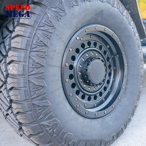 Jantes en alliage noir mat personnalisées, style militaire, à déport profond, multi-trous, avec anneau simulé Beadlock pour camion - Product Image 4