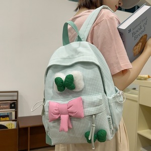 Pink Bow <b>Backpack</b> With Heart Design For School Girls Summer 2024 - Product Image 3