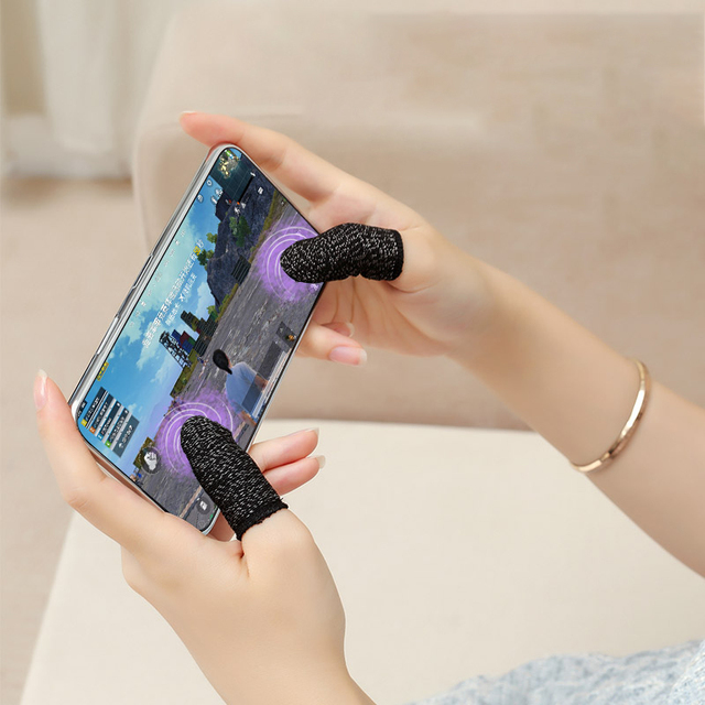 Leizun Quality Mobile Game Thumb Covers Carbon Fiber Flexible Anti-sweat Anti-skid Finger Sleeves for Universal Smartphones One