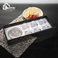 Ensemble à boire en verre à thé Transparent transparent avec plateau Collection de verre à Offre Spéciale du marché arabe Ensemble à boire de café de grande taille 155ml