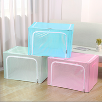 KUYUE La nouvelle boîte à cadre en acier anti-poussière boîte de finition en tissu de filet pliable Cube de rangement organisateur de vêtements moderne Rectangle fleur