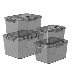 Transparent <b>Stacking</b> Storage <b>Box</b> With Handles Airtight Large Capacity <b>Plastic</b> Organizer For Kitchen Living Room Home Use - Product Image 5