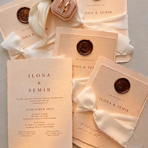 <span class=keywords><strong>Tarjeta</strong></span> de Felicitación de Boda Hecha a Mano con Papel Kraft de Borde Decorativo Personalizado, Impresión Digital Premium, Cartulina Offset - Product Image 6