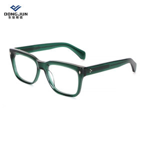 新着文学レトロ大正方形フレーム近視メガネシンプルヴィンテージスタイルフラットメガネリベット男性用女性用固体厚いプレート - Product Image 5