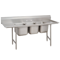Table d'évier en acier inoxydable avec trois bacs, évier commercial à 3 compartiments pour cuisine, certifié NSF