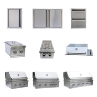 Barbecue professionnel à gaz pour cuisine extérieure, 4 brûleurs, fumoir, rôtissoire LED, acier inoxydable 304 de haute qualité