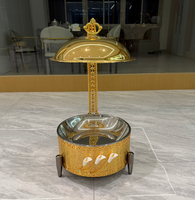 Chauffe-Plat Professionnel FULAIXIN en Acier Inoxydable Doré 8L à Carburant pour Buffets de Mariage, Hôtels et Banquets avec Couvercle Suspendu
