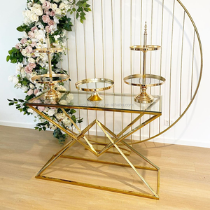 ใหม่แฟนซีรอบรูปร่างสแตนเลสMirrored Golden PLINTHขนมบาร์คอลัมน์ - Product Image 3