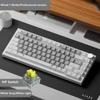 Keyboard Mekanik Gaming Ajazz AK820 USB Wired RGB Putih/Hitam/Ungu dengan Tata Letak 75% yang Dapat Disesuaikan, Struktur Gasket untuk Komputer PC