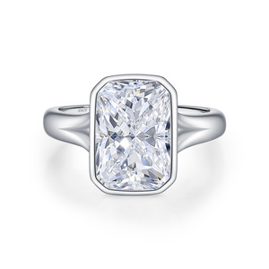 <b>Rectangular</b> <b>Cushion</b> Stone Bezel Set S925 Sterling Silver Ring Elegant Jewelry Gift For Women Proposal Daily Wear - Product Image 1
