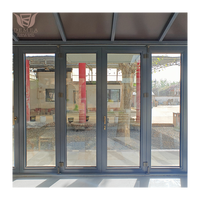 Puertas Plegables de Triple Hoja, Resistentes, de Doble Vidrio Templado, Impermeables, para Patio Exterior, Modernas, de Aleación de Aluminio, para Entrada Interior/Exterior