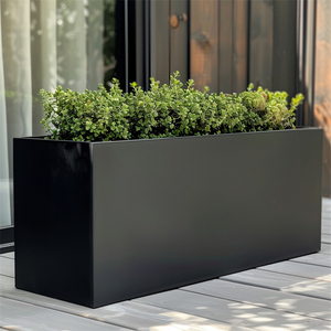 Jardinière carrée en métal noir robuste, acier de qualité supérieure, utilisation en patio et en jardin, utilisable toute l'année, conception empilable, OEM ODM personnalisable - Product Image 6